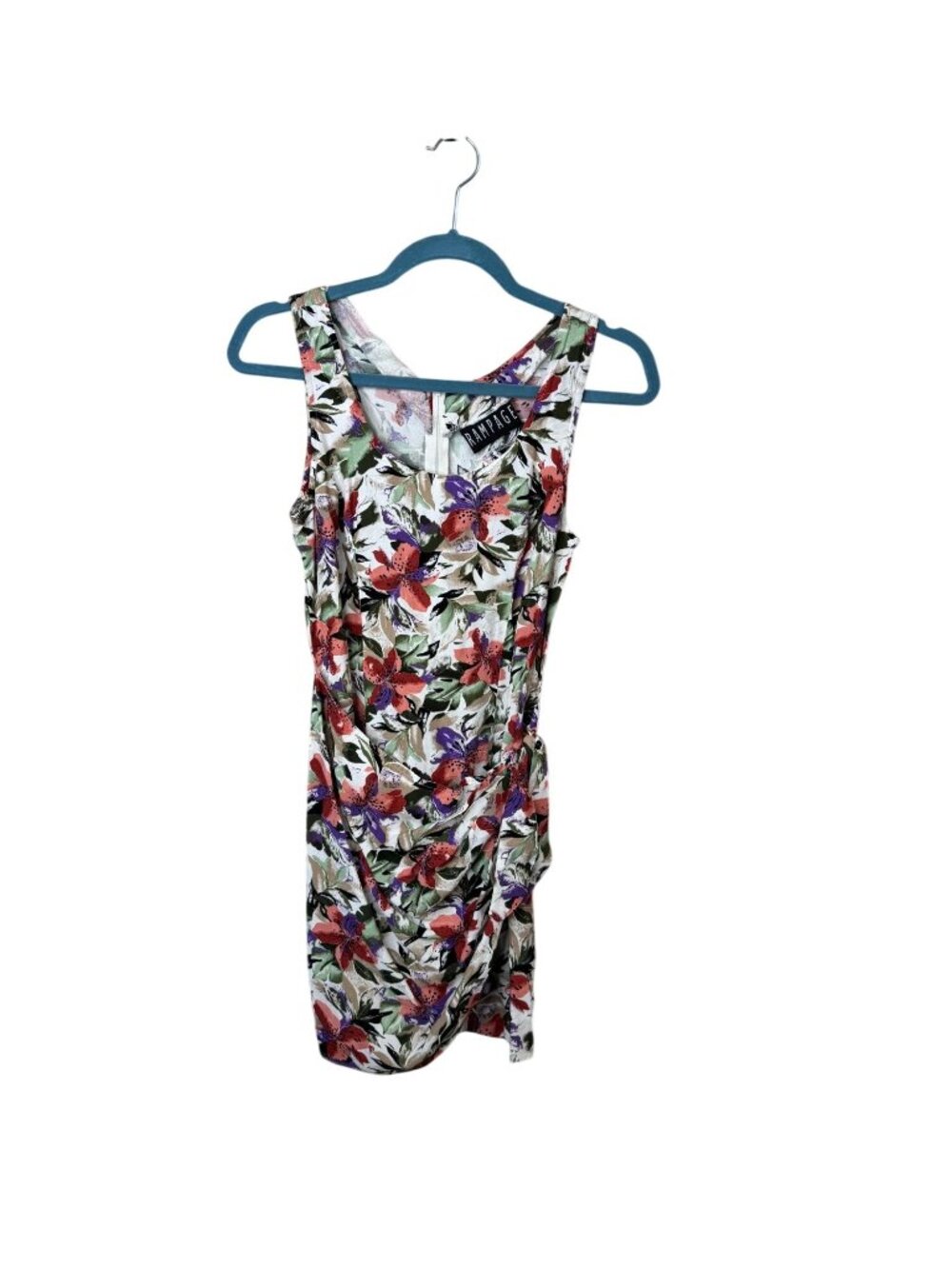 Rampage Womens Size 3 Floral Draped Mini Dress Sleeveless Rayon Multicolor Y2K